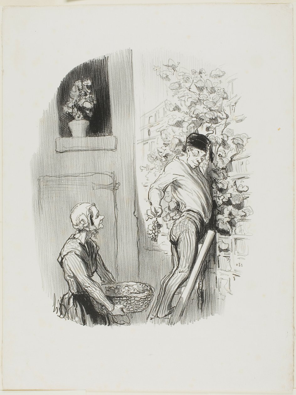 Sběrač hroznů, od Les Bons Bourgeois od Honoré Victorin Daumier