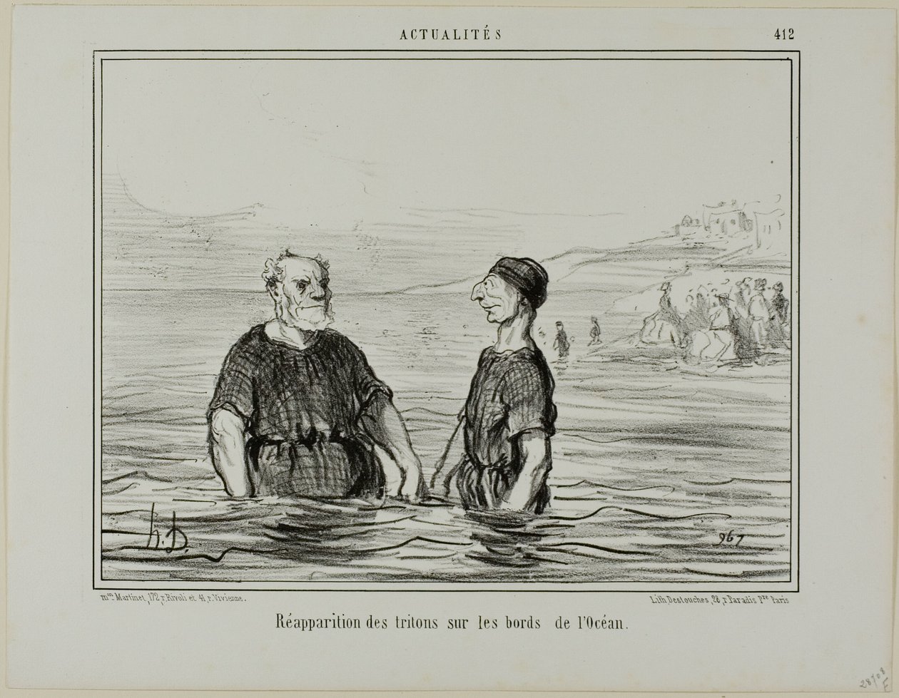 Znovuobjevení mořských tritónů, deska 412 z Actualités od Honoré Victorin Daumier