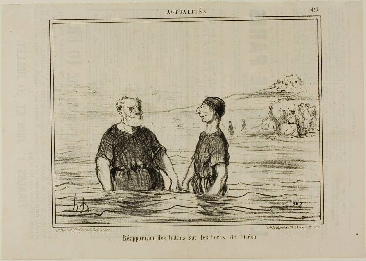 Znovuobjevení mořských tritónů, deska 412 z Actualités od Honoré Victorin Daumier