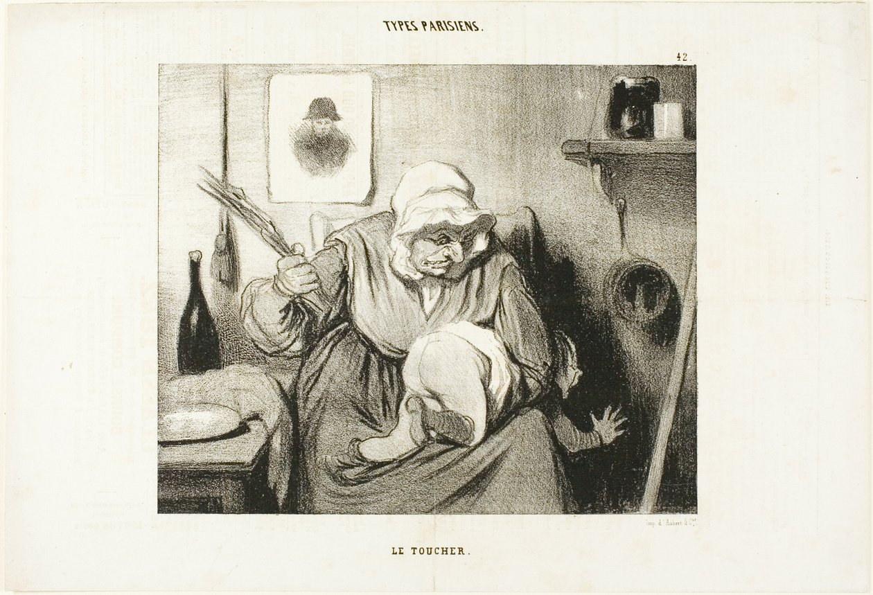 Dotyk, deska 42 z knihy Types Parisiens od Honoré Victorin Daumier