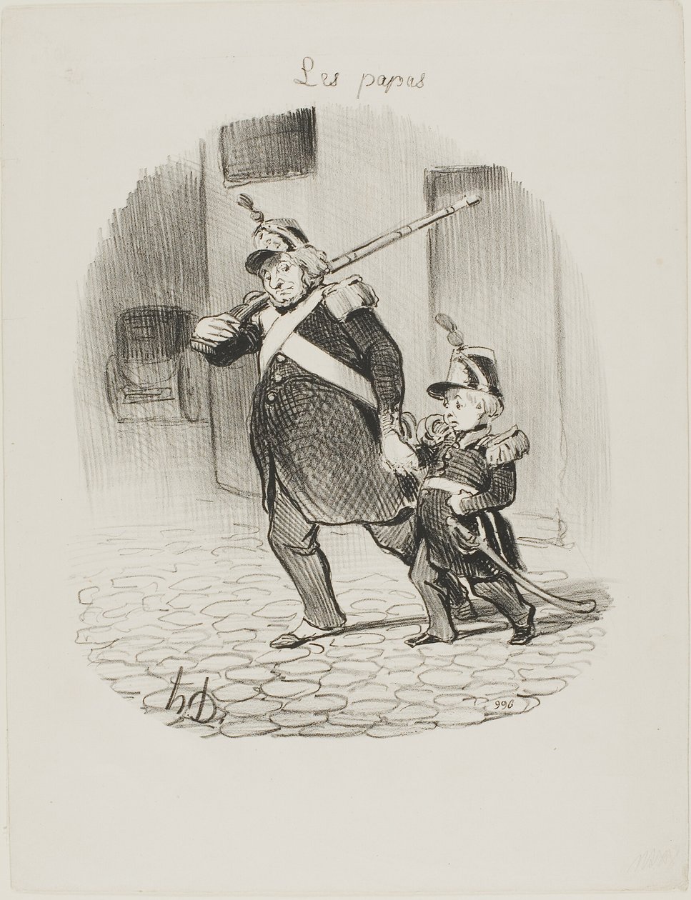 Den velkého průvodu, deska 6 od Les Papas od Honoré Victorin Daumier