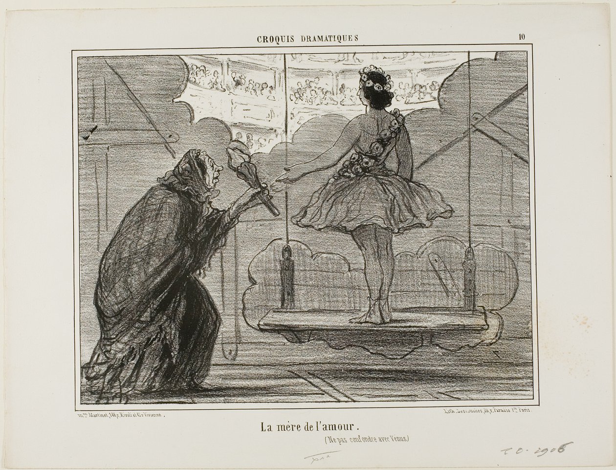 Erosova matka (nezaměňovat s Venuší), deska 10 z knihy Croquis Dramatiques od Honoré Victorin Daumier