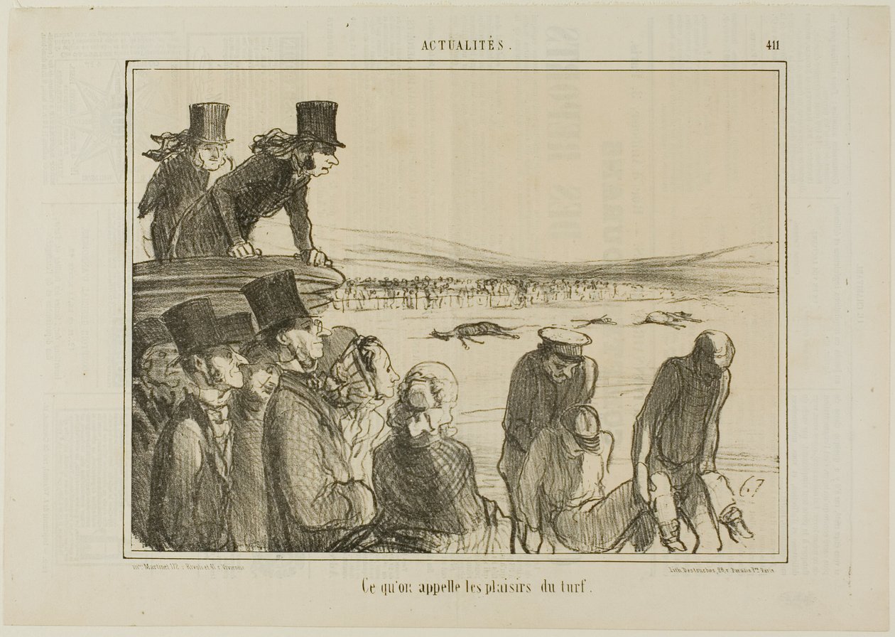 To jsou radosti koňských dostihů, talíř 411 z Actualités od Honoré Victorin Daumier