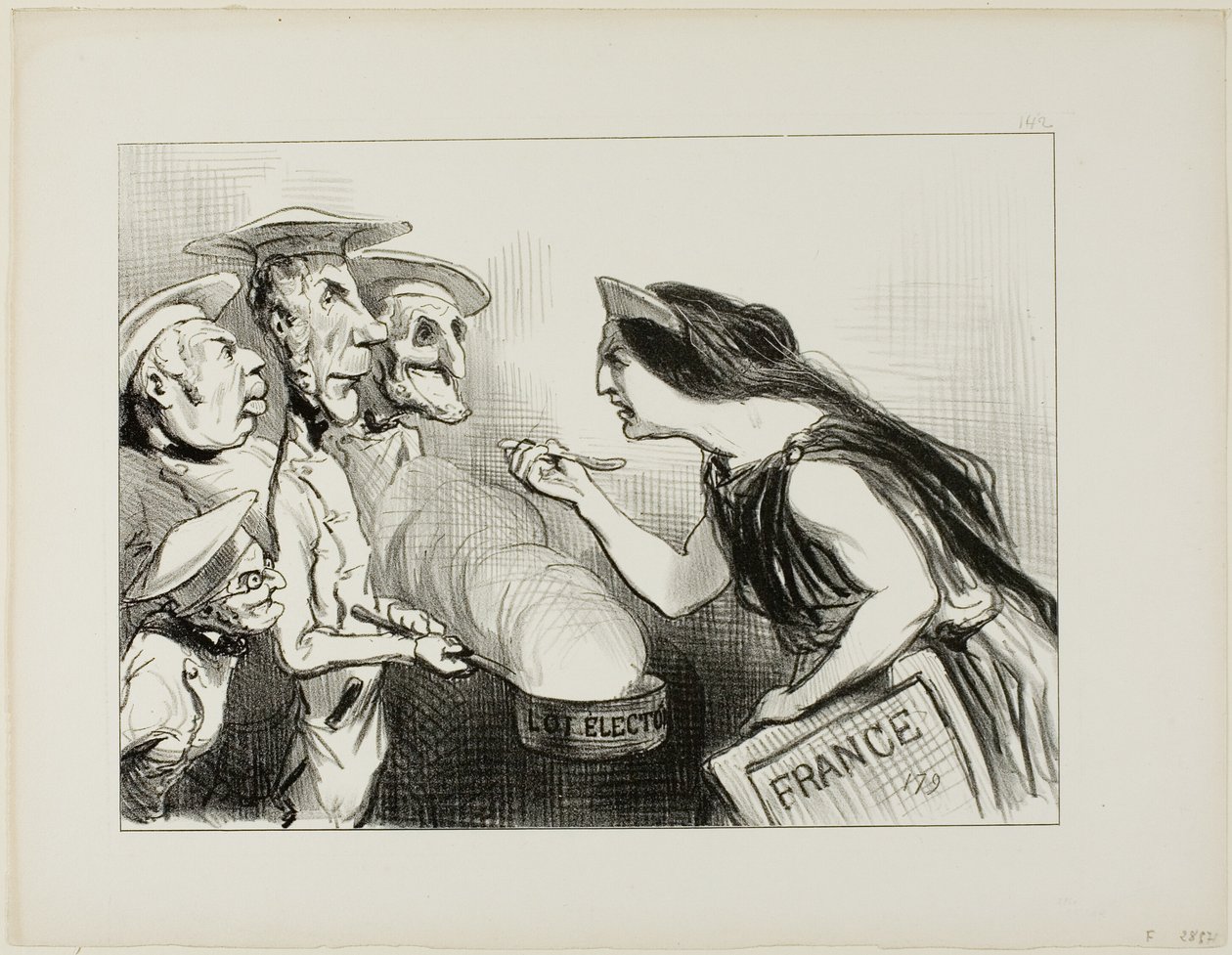 Příliš mnoho kuchařů kazí vývar. "- Tohle opravdu chutná jako špatné vaření," talíř 142 z Actualités od Honoré Victorin Daumier