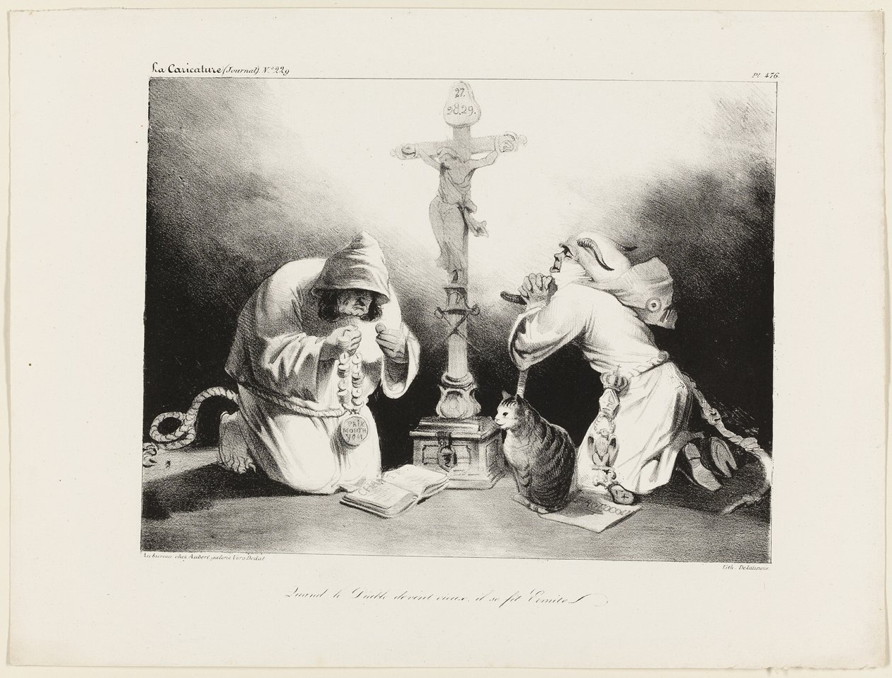 Když ďábel zestárl, stal se poustevníkem, deska 476 od Honoré Victorin Daumier