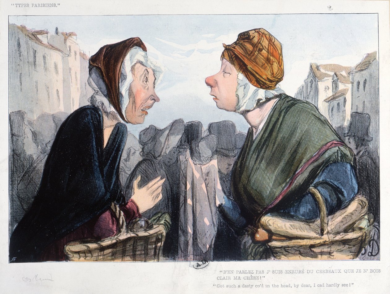 „Ošklivá zima v hlavě“, karikatura z „Types Parisiens“, polovina 19. století od Honoré Daumier