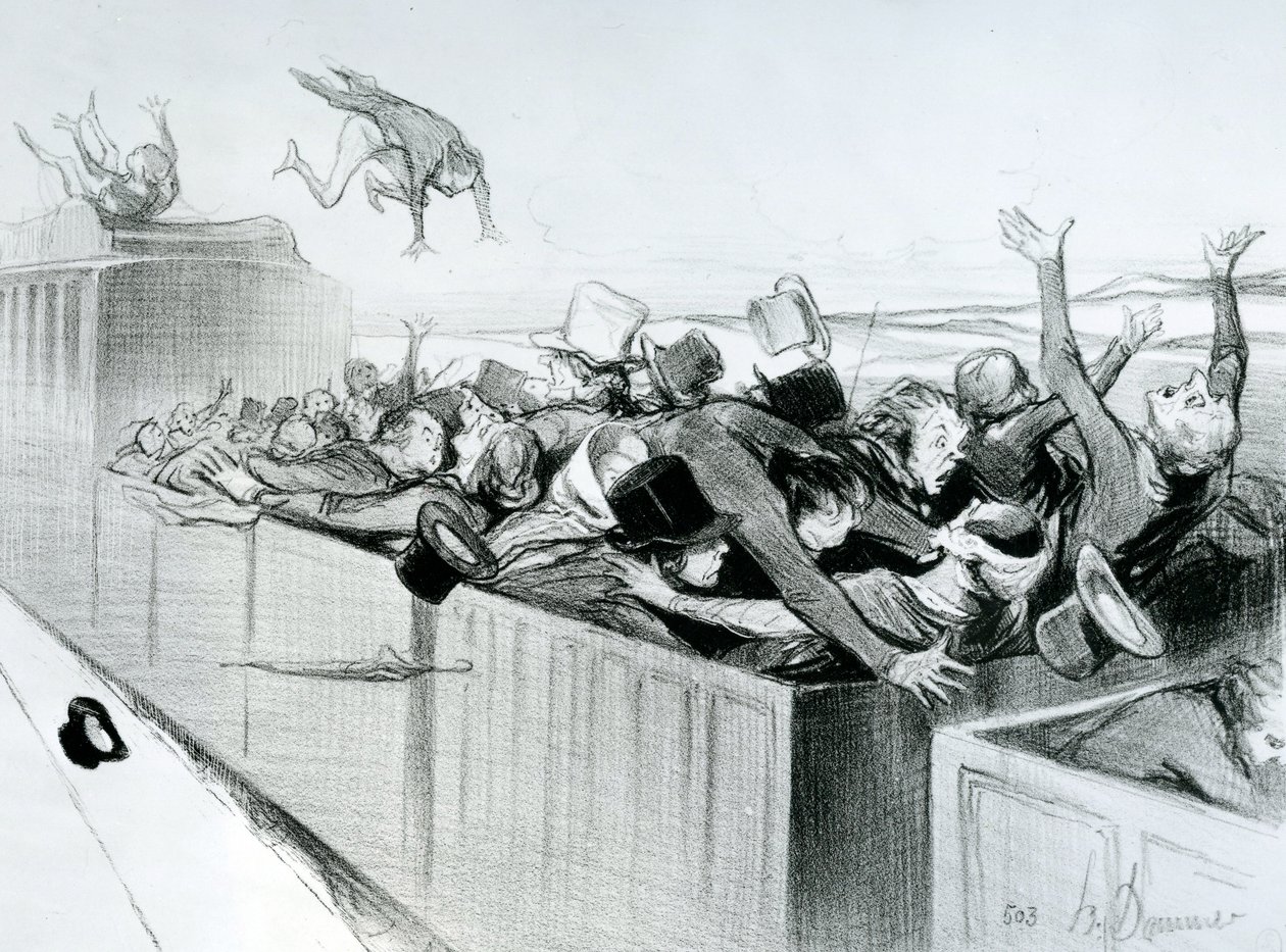 Impressions et Compressions de voyage, deska č. 9 ze série "Železnice", ilustrace z "Le Charivari", 1843 (litografie) od Honoré Daumier
