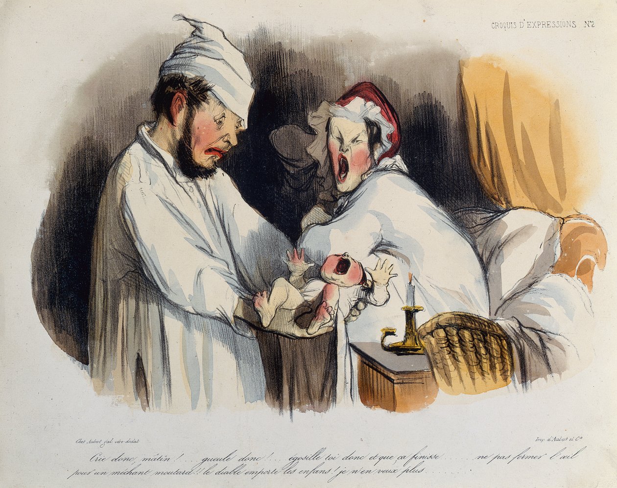 Rodiče probudilo jejich dítě od Honoré Daumier