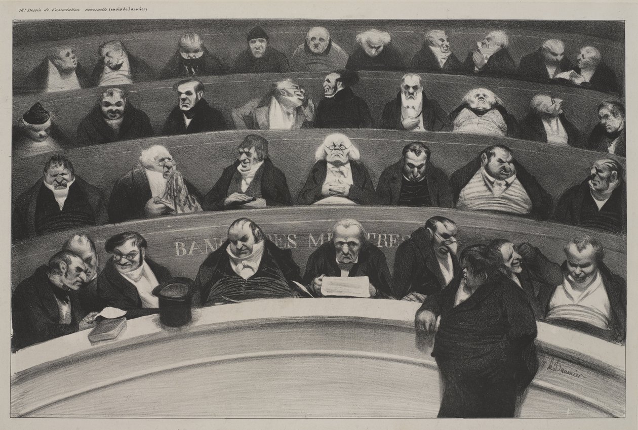 Legislativní břicho (Le Ventre législatif), leden 1834 (litografie na silném tkaném papíru) od Honoré Daumier