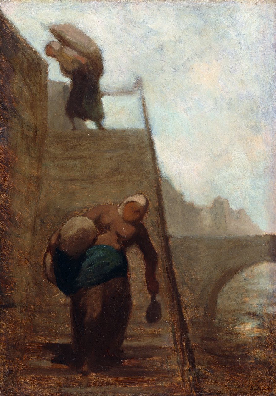 Pračky na schodech nábřeží, 1850-52 od Honoré Daumier