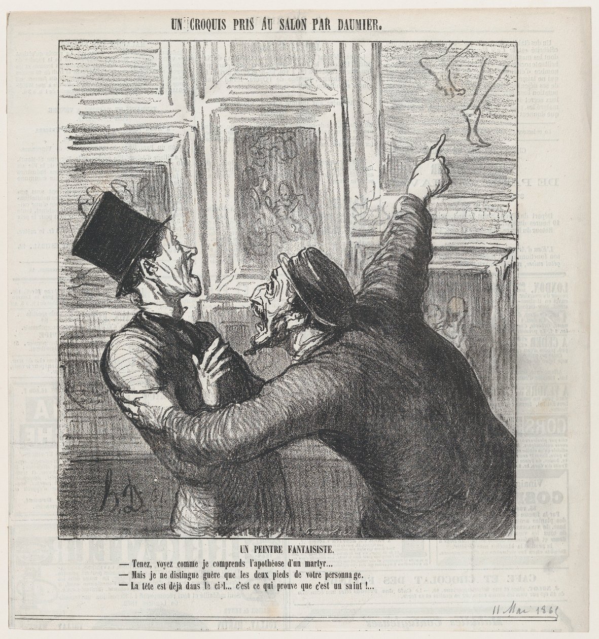 Fantastický malíř, z „Náčrtu ze Salonu“, publikováno v Le Charivari, 11. května 1865 od Honoré Daumier