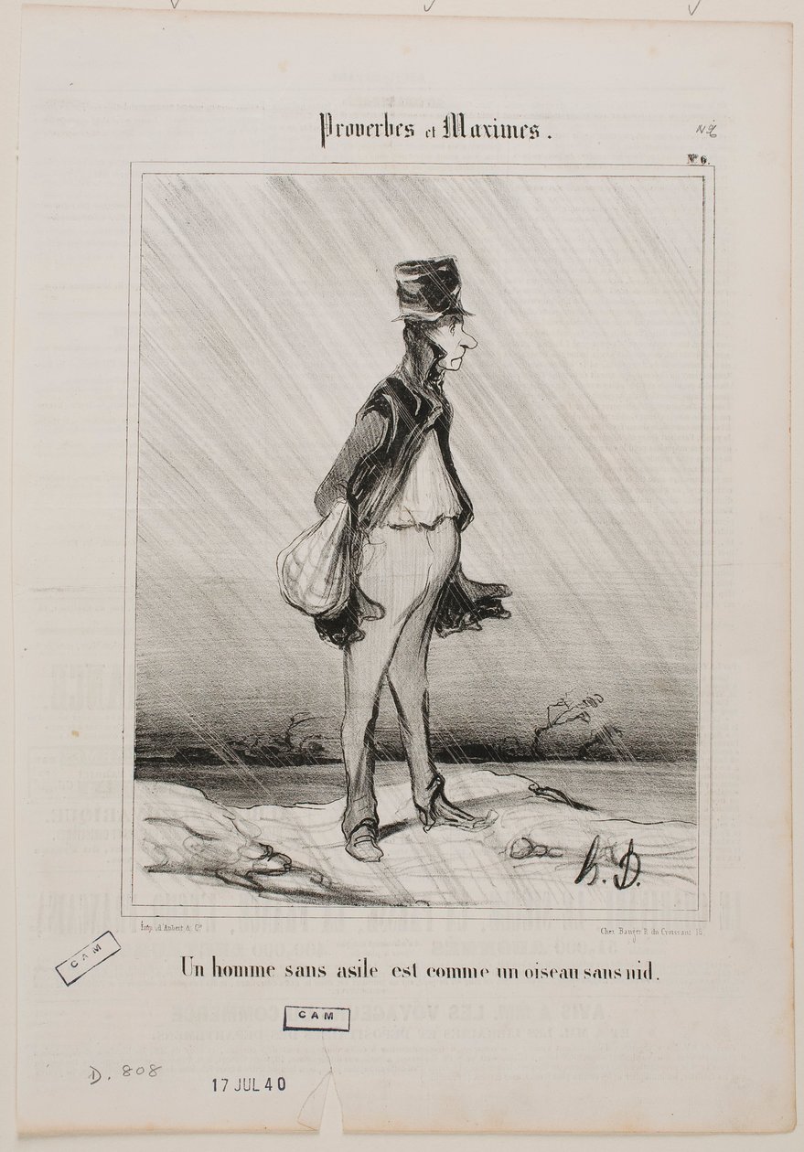 Muž bez útočiště je jako pták bez hnízda. od Honoré Daumier