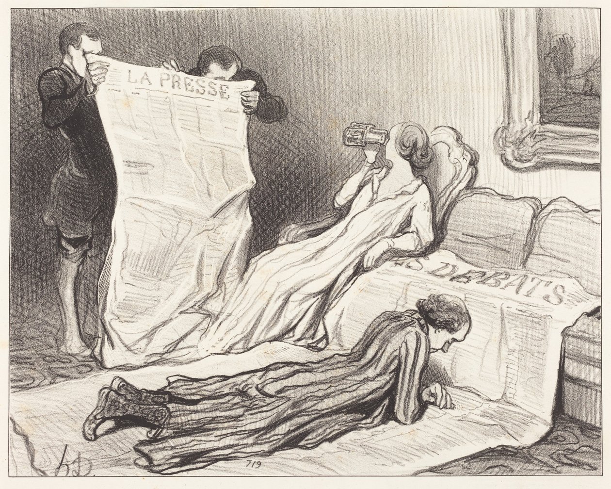 Předplatitelé, kteří dostávají své noviny... od Honoré Daumier