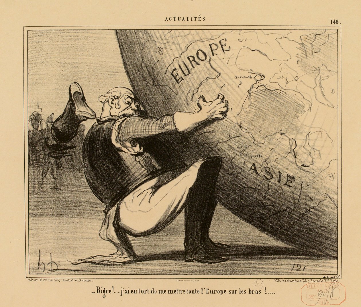 Zprávy č. 146: – No páni! … Byla to chyba, že jsem si na krk vzal celou Evropu! … od Honoré Daumier