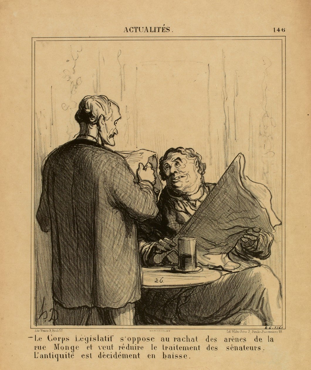 Aktuality č. 146: Zákonodárný sbor se staví proti zpětnému odkupu arén v ulici Monge od Honoré Daumier