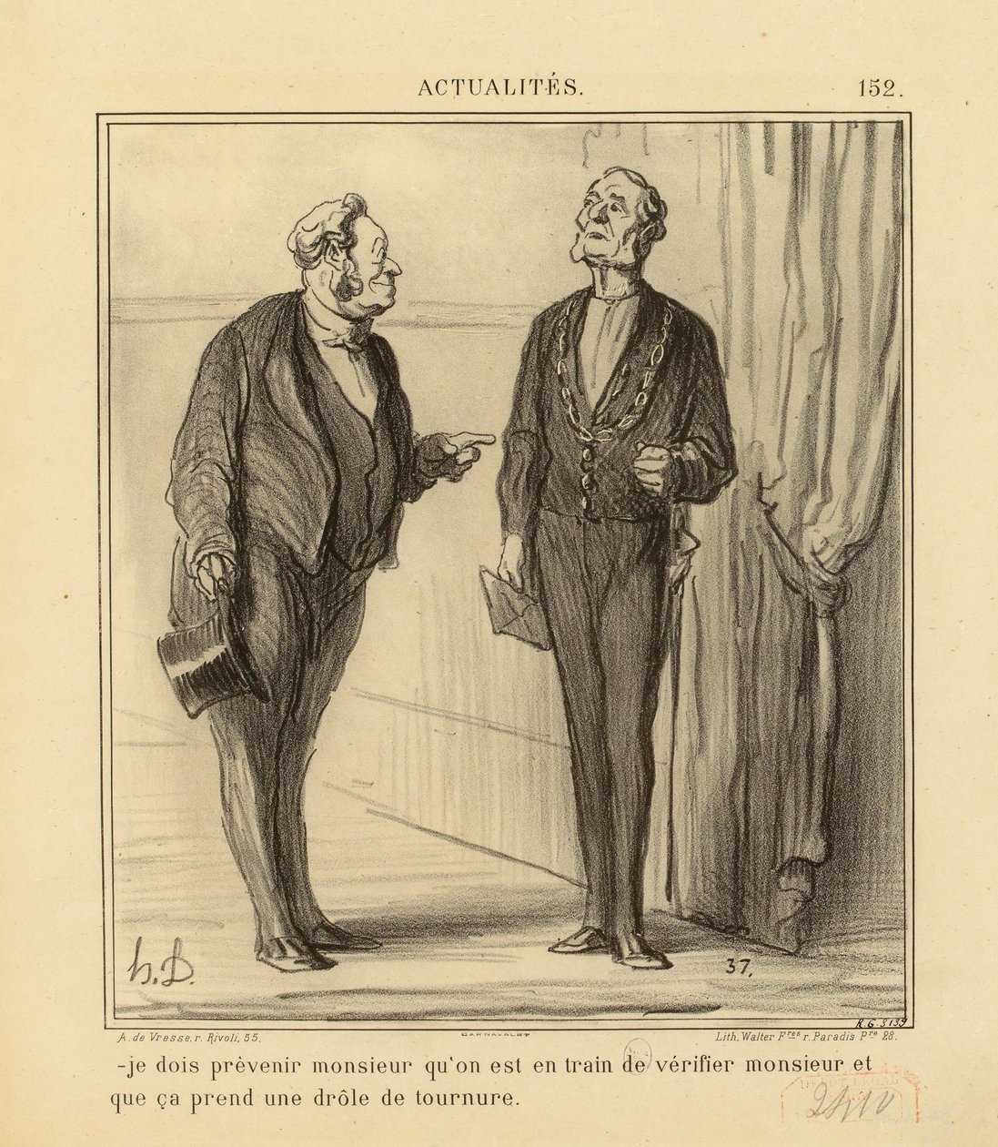 Zprávy č. 152: – Musím panu sdělit, že právě provádíme kontrolu... od Honoré Daumier