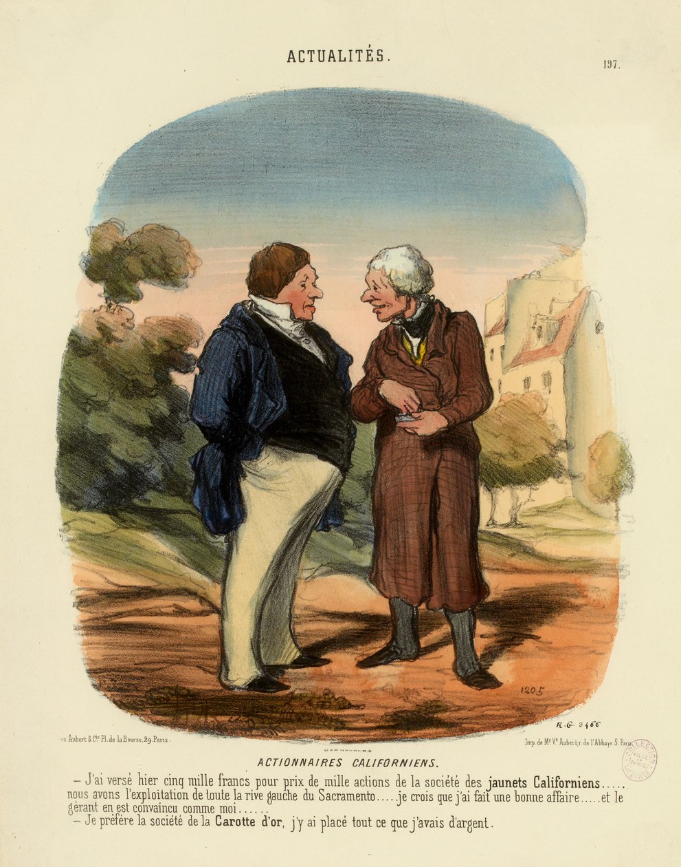 Zprávy č. 197: Kalifornští akcionáři. – Včera jsem zaplatil pět tisíc franků jako cenu... od Honoré Daumier