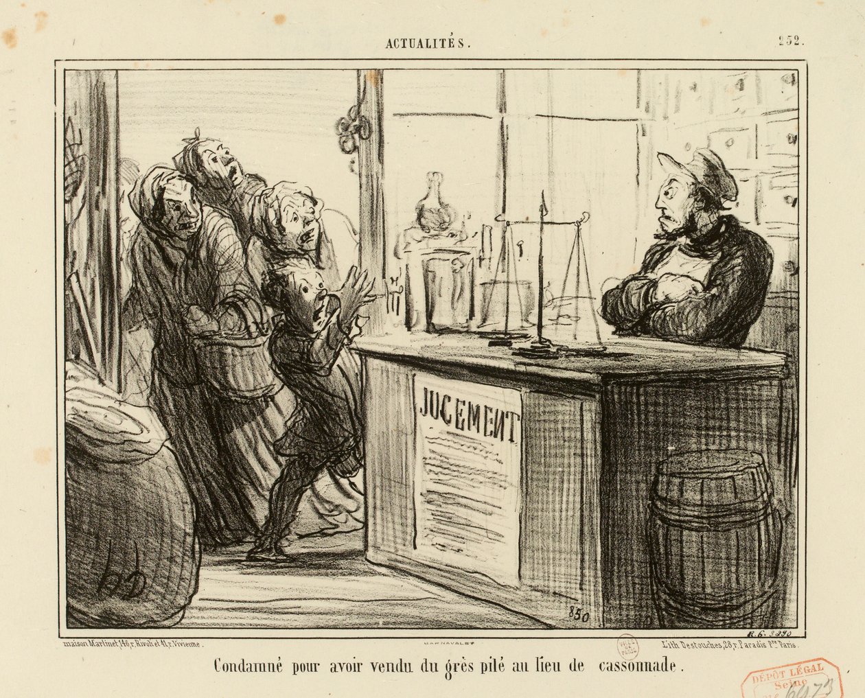Aktuality č. 252: Odsouzen za prodej drceného pískovce místo třtinového cukru. od Honoré Daumier
