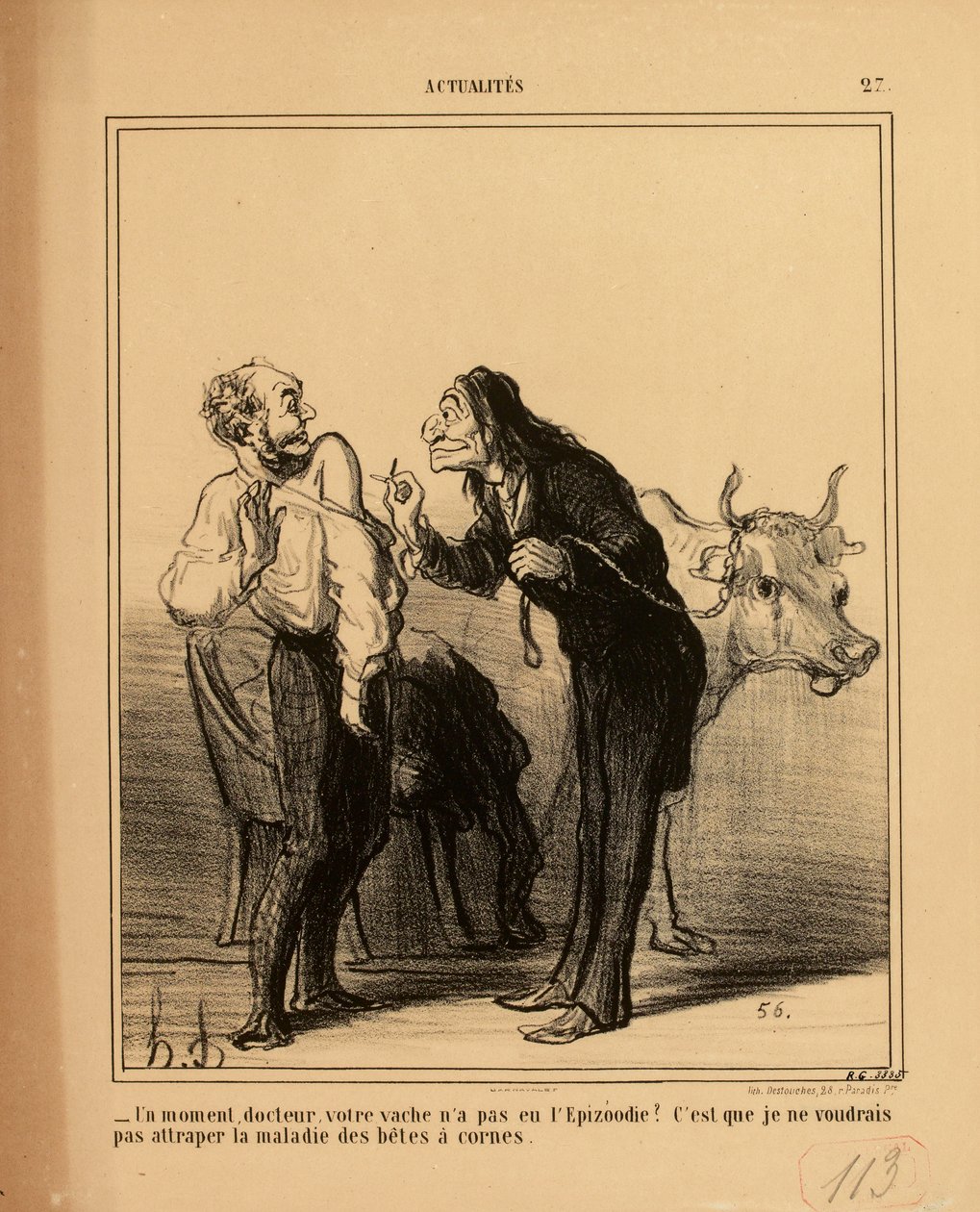 Aktuality č. 27: - Moment, doktore, neměla vaše kráva epizootii? od Honoré Daumier