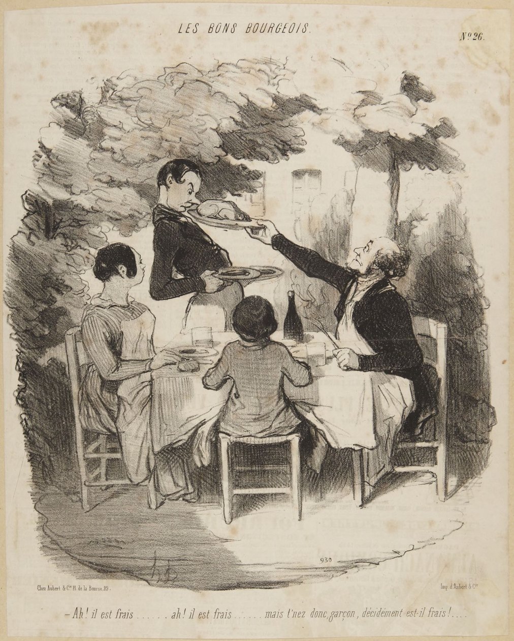 Ach! Ten je drzý..., číslo 26 ze série „Dobří měšťané“ z Le Charivari od Honoré Daumier