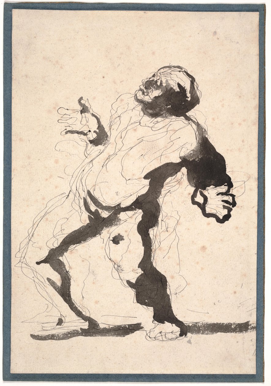 Herec (pero, inkoust a mytí na papíře) od Honoré Daumier