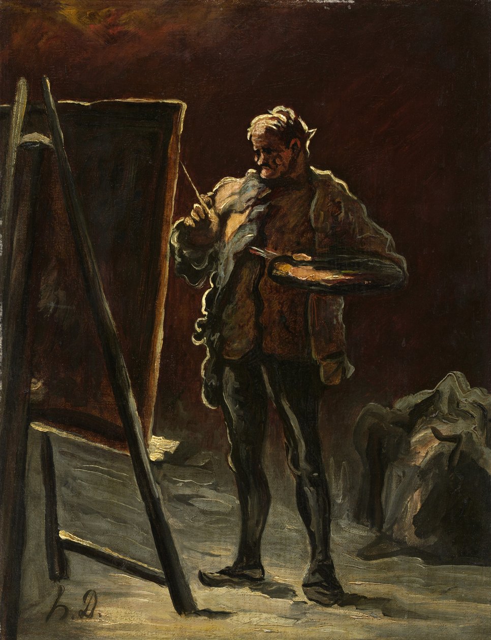 An Artist, cca 1870–-75 (olej na plátně, připevněno na panelu) od Honoré Daumier