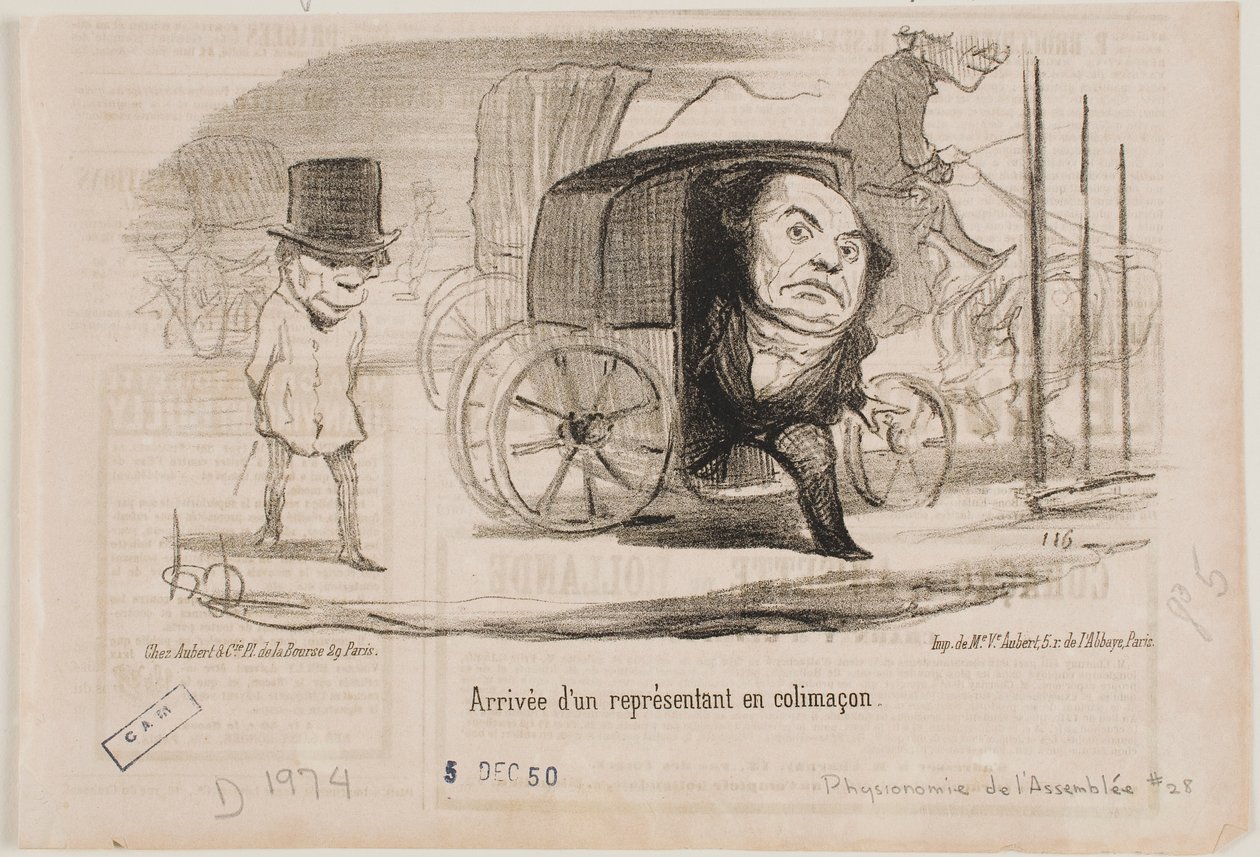 Příjezd poslance v kočáře, zvaném hlemýžď od Honoré Daumier