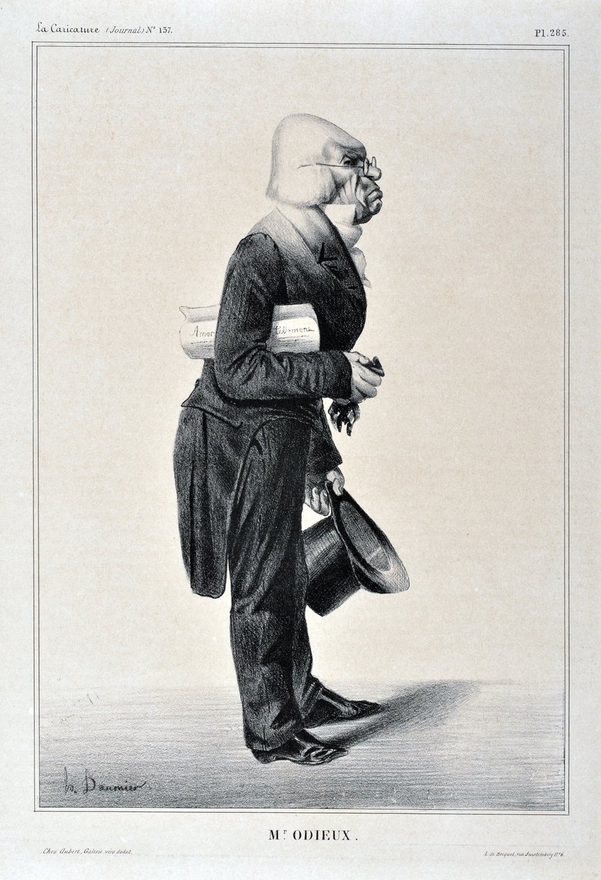 Umělecké dílo Honore Daumiera (1808-1879). Charivari pochází z roku 1833: Serie Celebrites de la Caricature “” M. Odieux”” MUZEUM VÝTVARNÉHO UMĚNÍ - PALAIS LONGCHAMP, MARSEILLE od Honoré Daumier