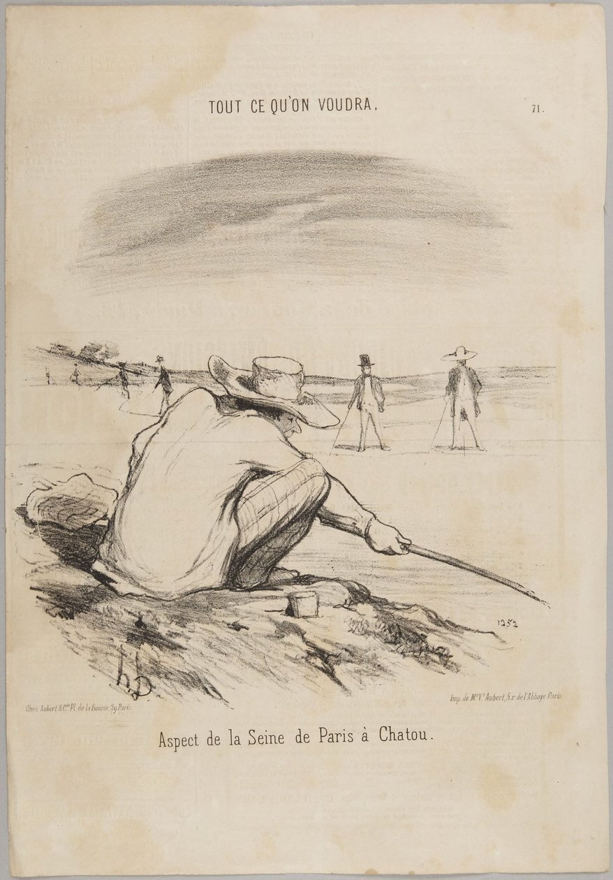 Pohled na Seinu z Paříže u Chatou, číslo 71 ze série Cokoli si kdo přeje z Le Charivari od Honoré Daumier