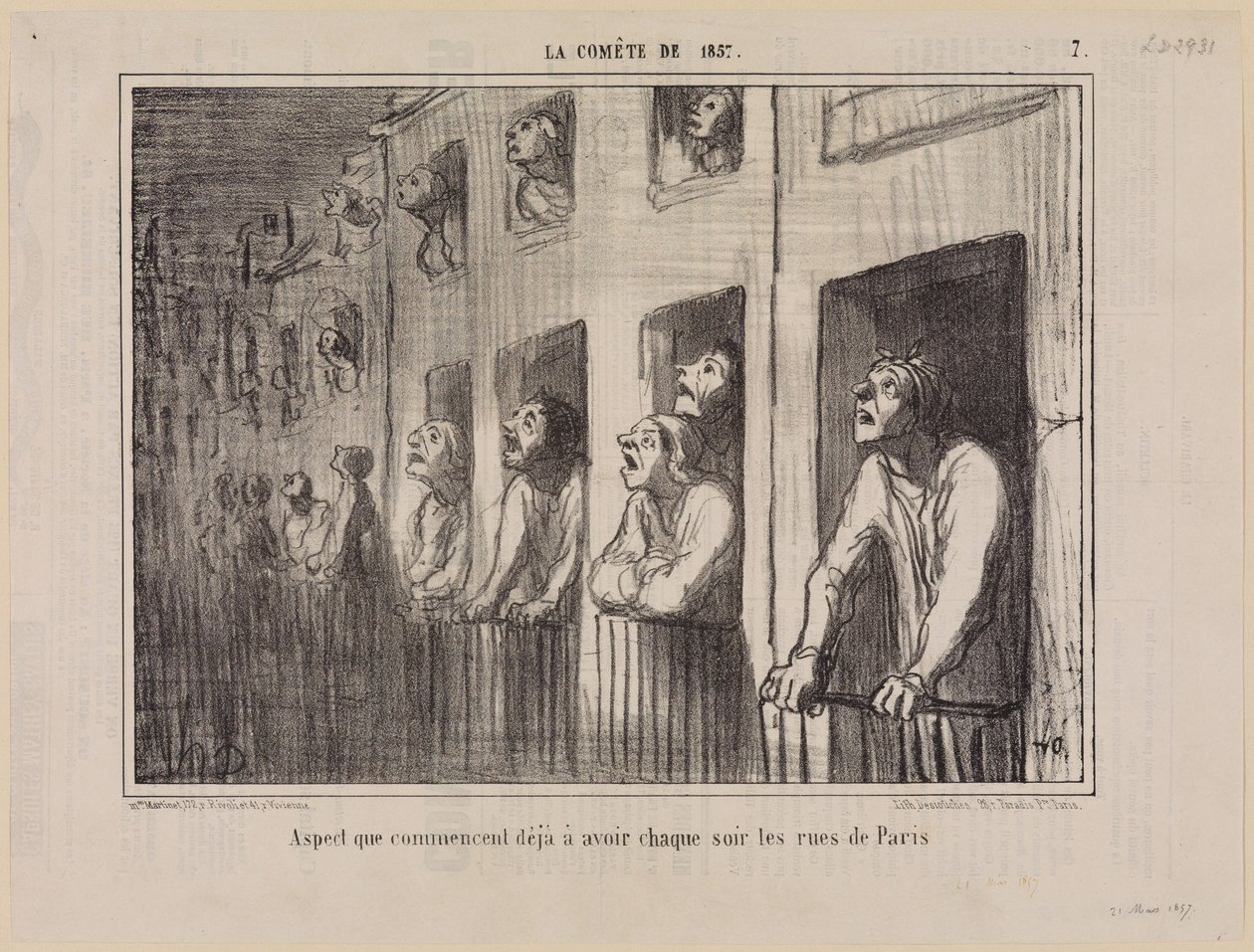 Vzhled, který již každého večera začínají mít pařížské ulice (Kometa z roku 1857, list 7) od Honoré Daumier