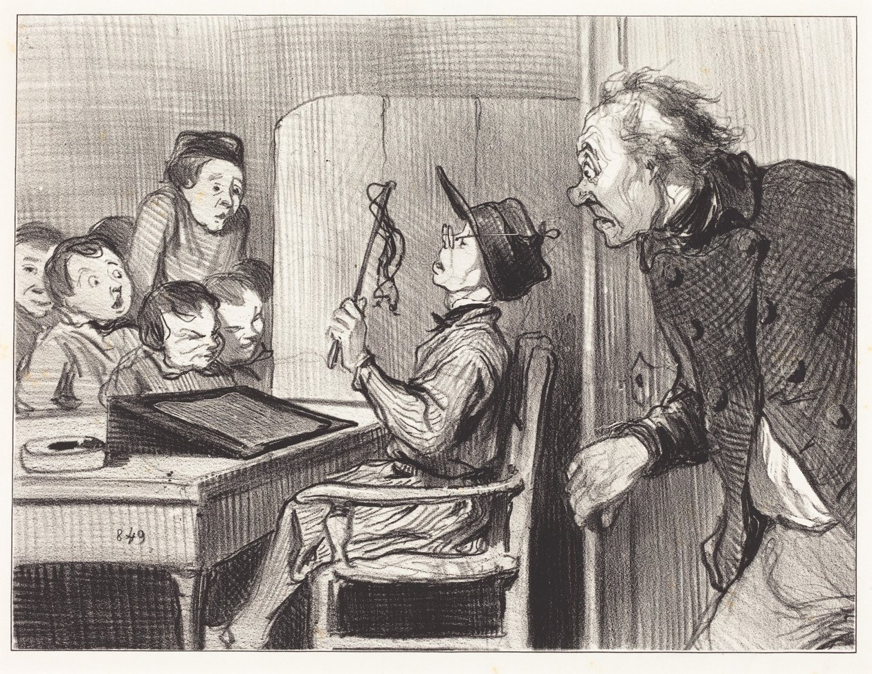 Počkej... já ti dám... od školmistra od Honoré Daumier