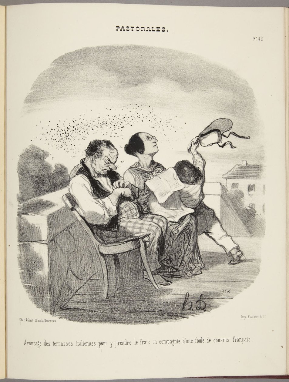 Výhoda italských teras pro osvěžení ve společnosti davu francouzských bratranců od Honoré Daumier