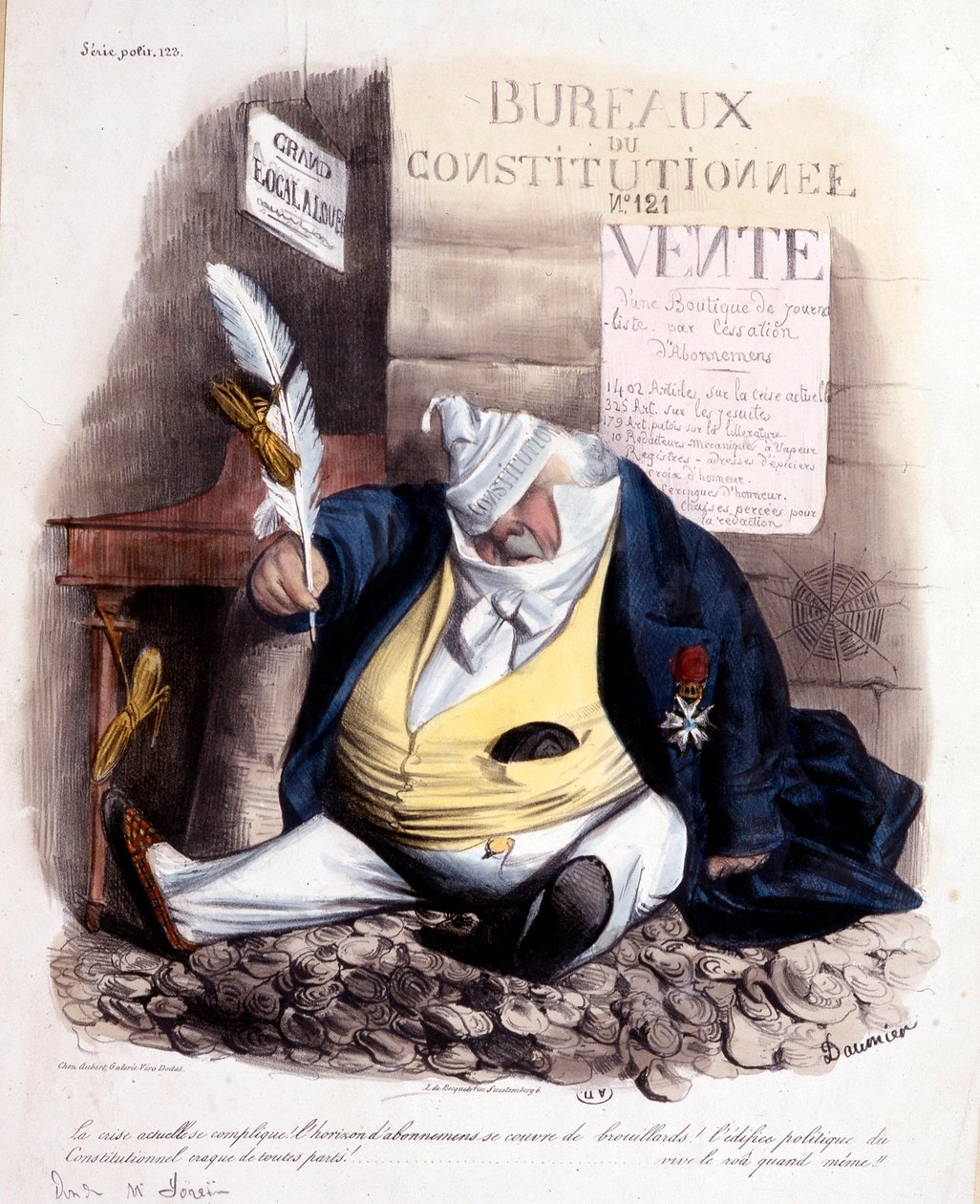 Karikatura od Daumiera o Dr. Louis Desire Veron a novinách “” Le Constitutionnel”, n.d. C. 1840. od Honoré Daumier
