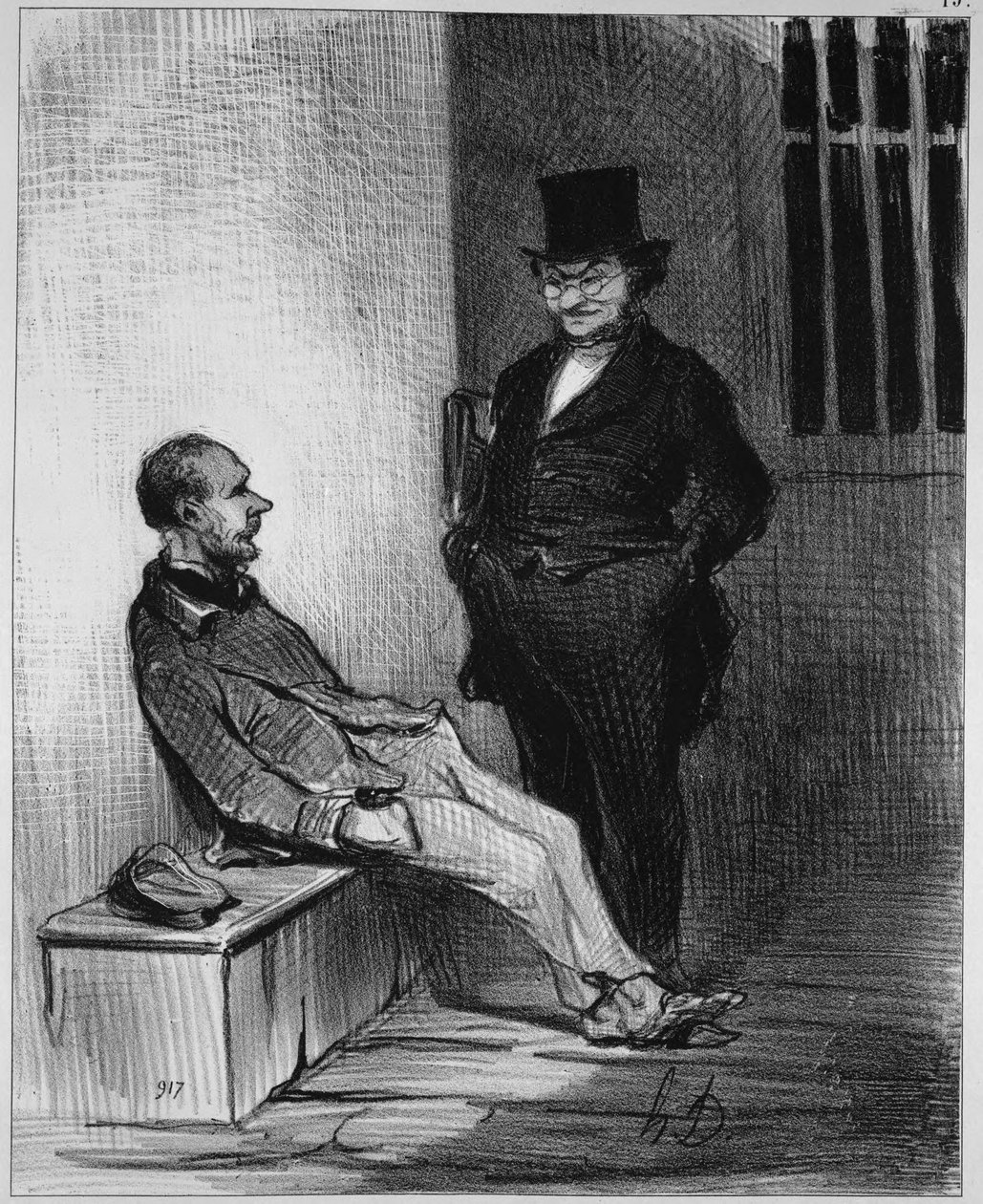 Co mě štve, je to, že jsem obviněn z dvanácti krádeží!... Je jich dvanáct... tím lépe... budu se hájit monomanií!... od Honoré Daumier