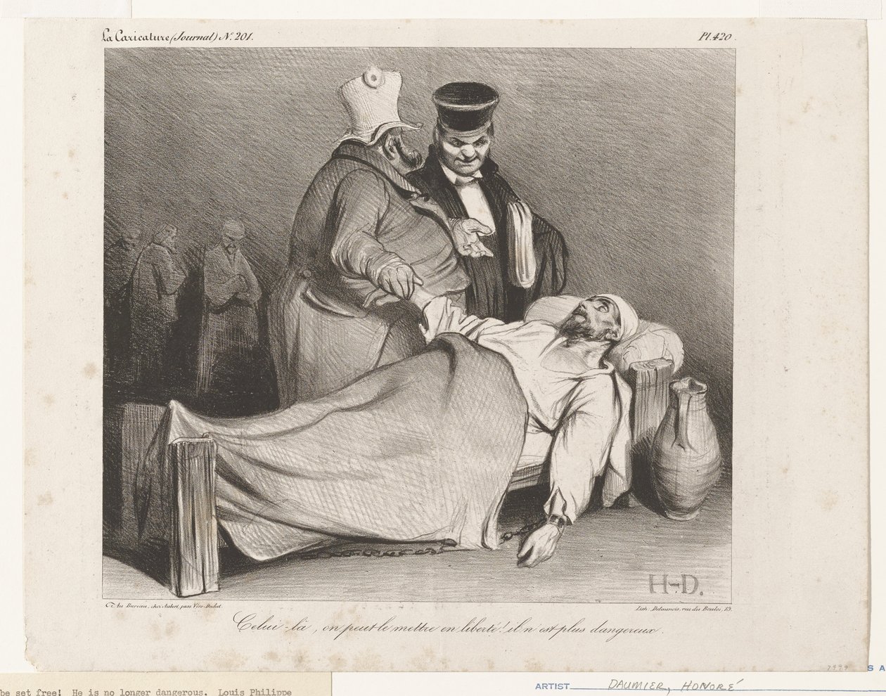 Tohoto můžeme propustit! Už není nebezpečný. (z časopisu La Caricature) od Honoré Daumier
