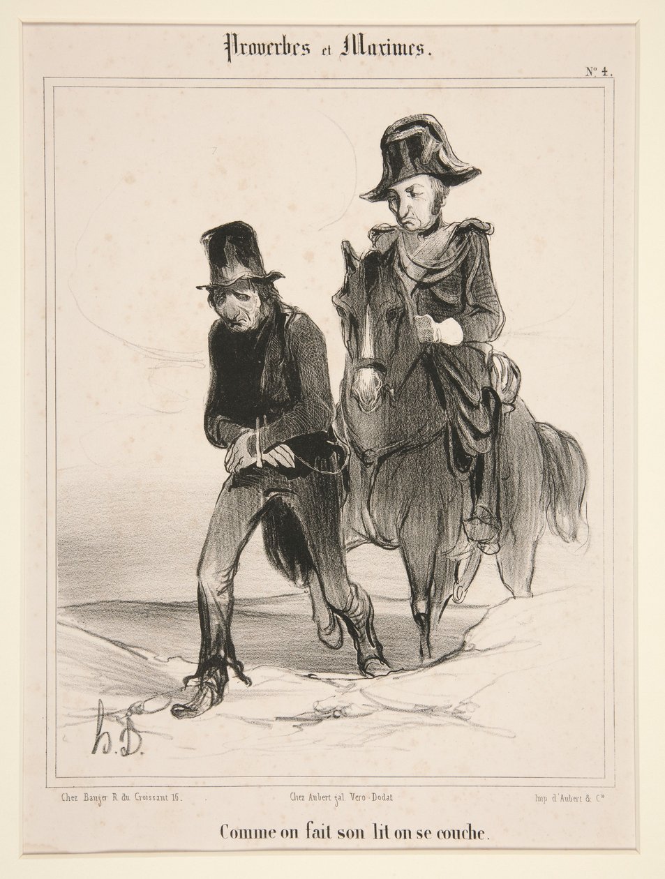 Jak si člověk ustele, tak si lehne, obrázek č. 4 z knihy „Přísloví a moudra“ od Honoré Daumier