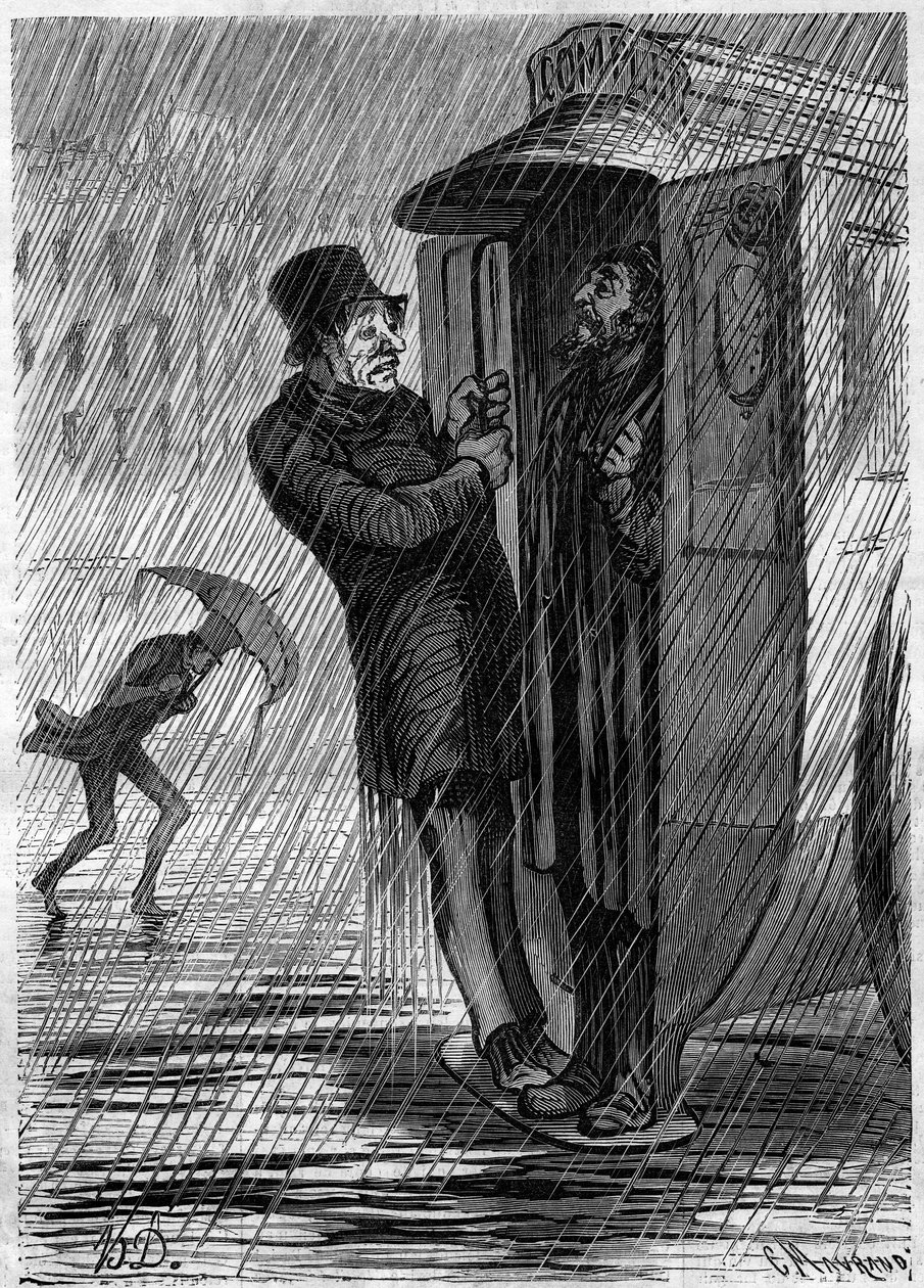 Kompletní!!! Kreslený film Honore Daumier (1808-1879). Rytina v „“ Le Monde Illustré““ č. 271 z 21. června 1862. od Honoré Daumier