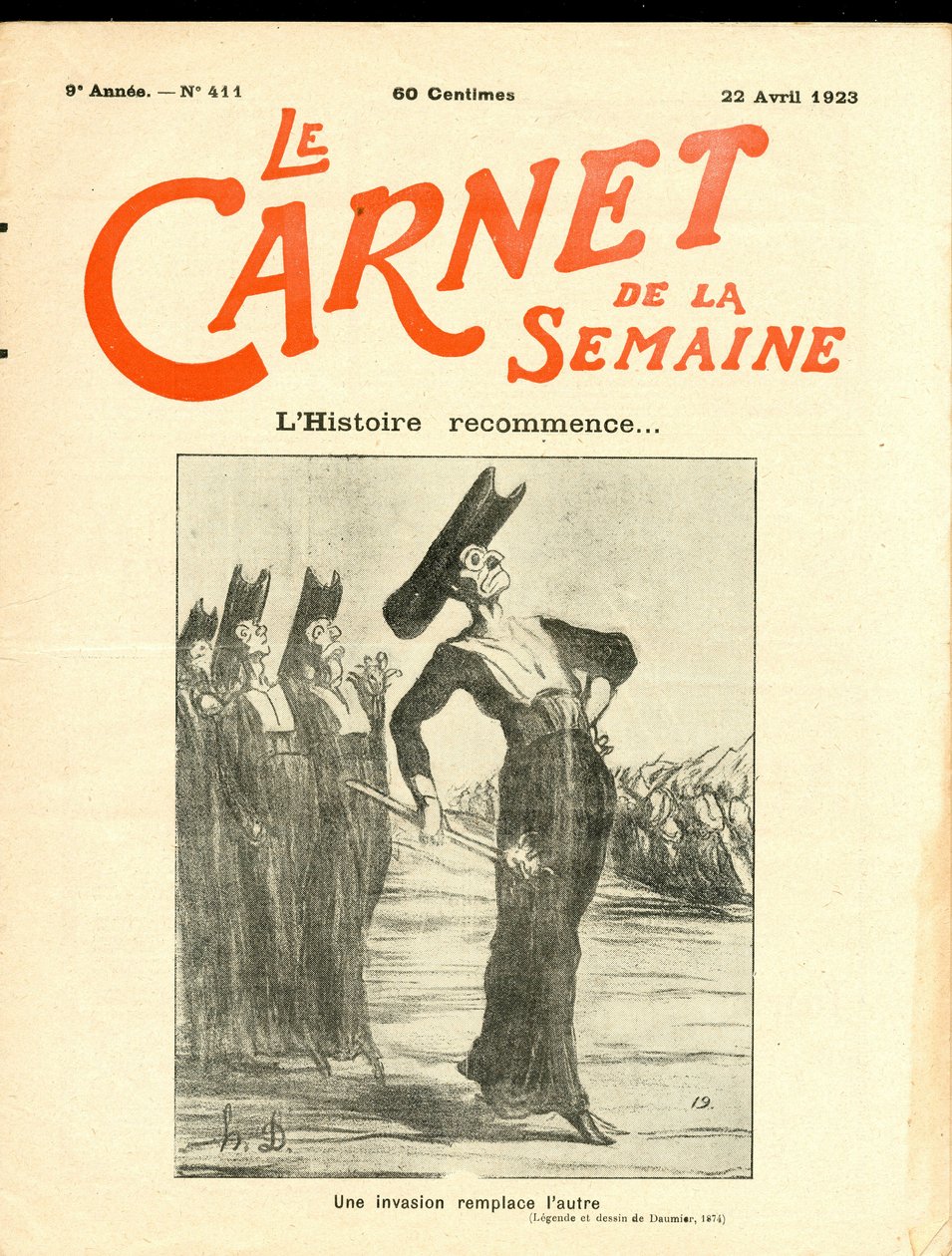 Obálka „“ Kniha týdne “, Satirická černobílá od Honoré Daumier