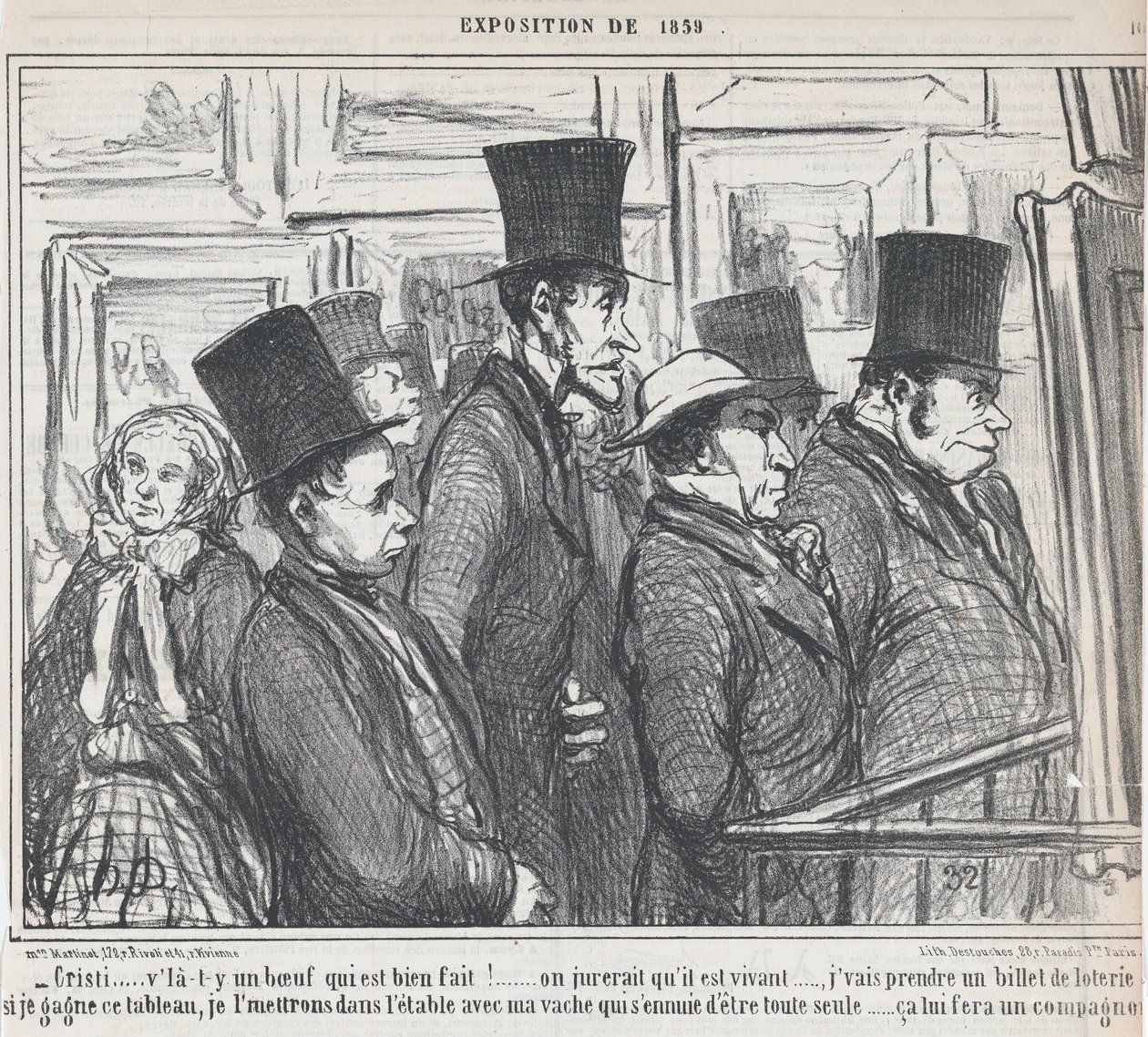 Kriste, to je ale dobře stavěný vůl!..., z Výstavy roku 1859, publikováno v Le Charivari, 4. května 1859 od Honoré Daumier