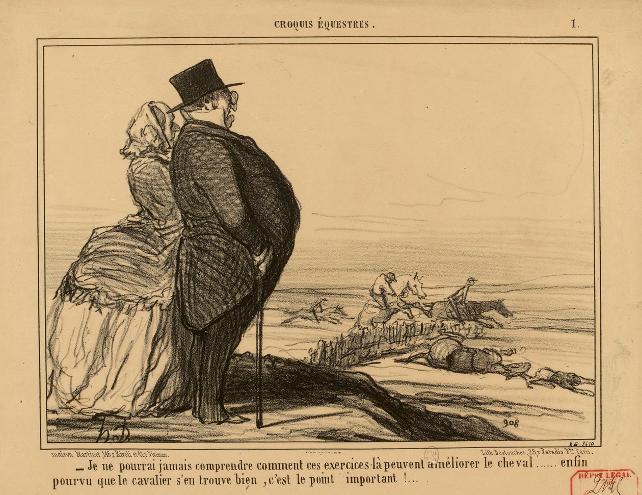 Croquis Equestres Nr. 1: - Ich werde nie verstehen können, wie diese Übungen... od Honoré Daumier