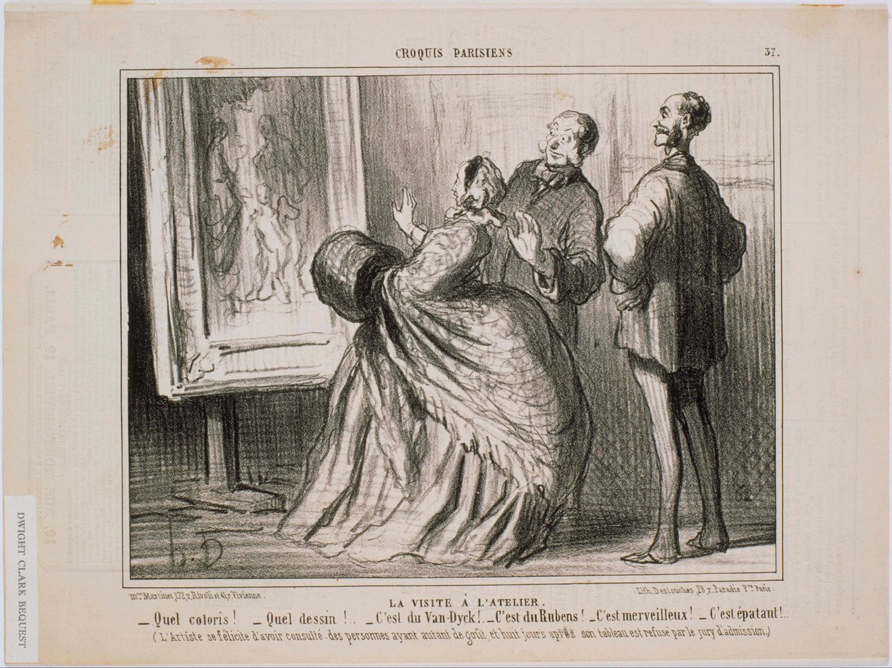 Pařížské skici: Návštěva ateliéru: Jaké barvy! Jaké kresby! To je Van Dyck! od Honoré Daumier
