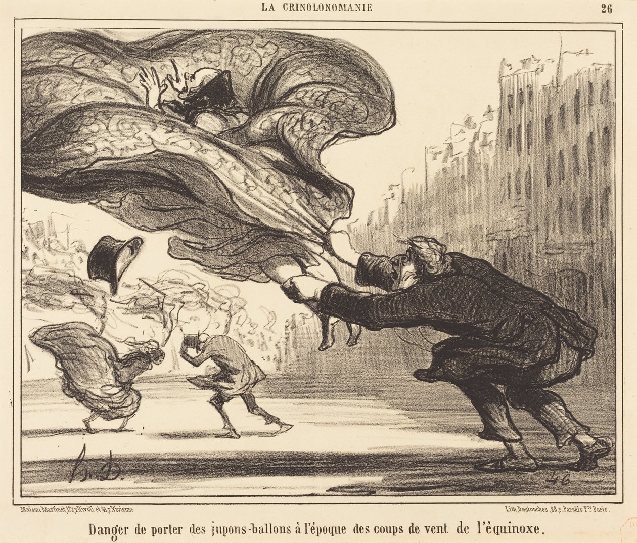 Nebezpečí nošení balónových sukní... od Honoré Daumier