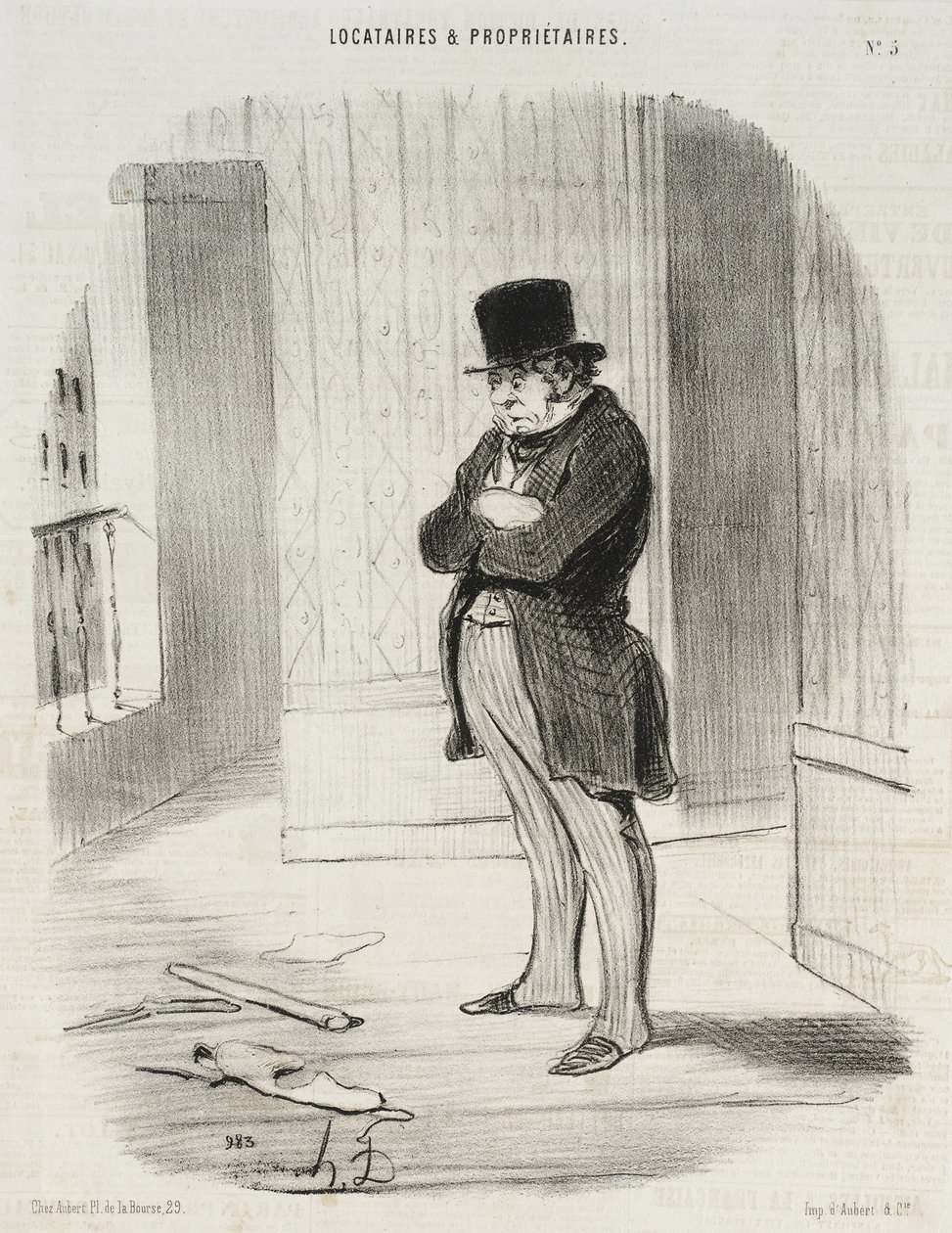 Odstěhoval se!... A abych zaplatil tři splátky... nechal mi... od Honoré Daumier