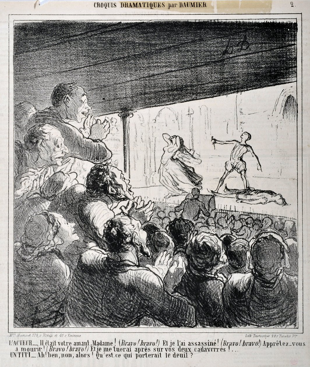 Dramatická skica: „“ Byl to váš milenec Madame ... ““ Rytina Honore Daumiera (1808-1879) v „“ Le Charivari “. Palais Longchamp, Muzeum výtvarných umění v Marseille. od Honoré Daumier