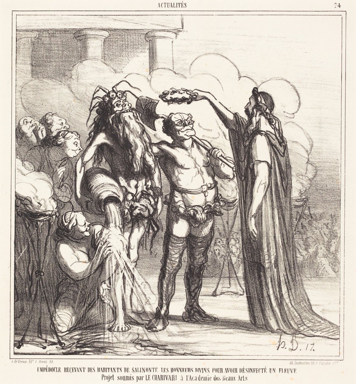 Empedokles dostává... božské pocty... od Honoré Daumier