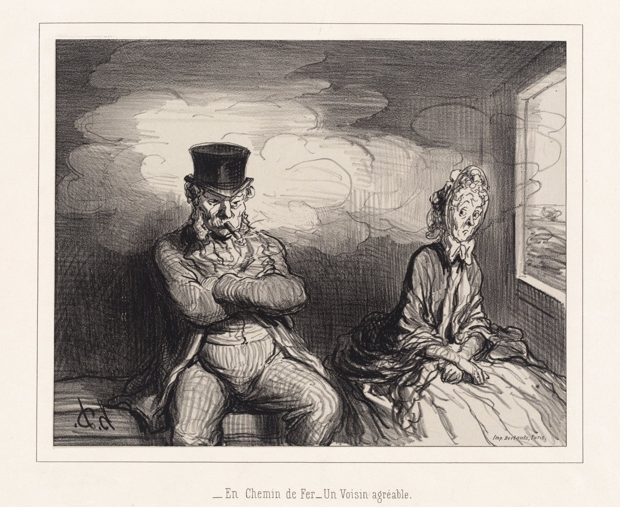 Ve vlaku... příjemný soused od Honoré Daumier