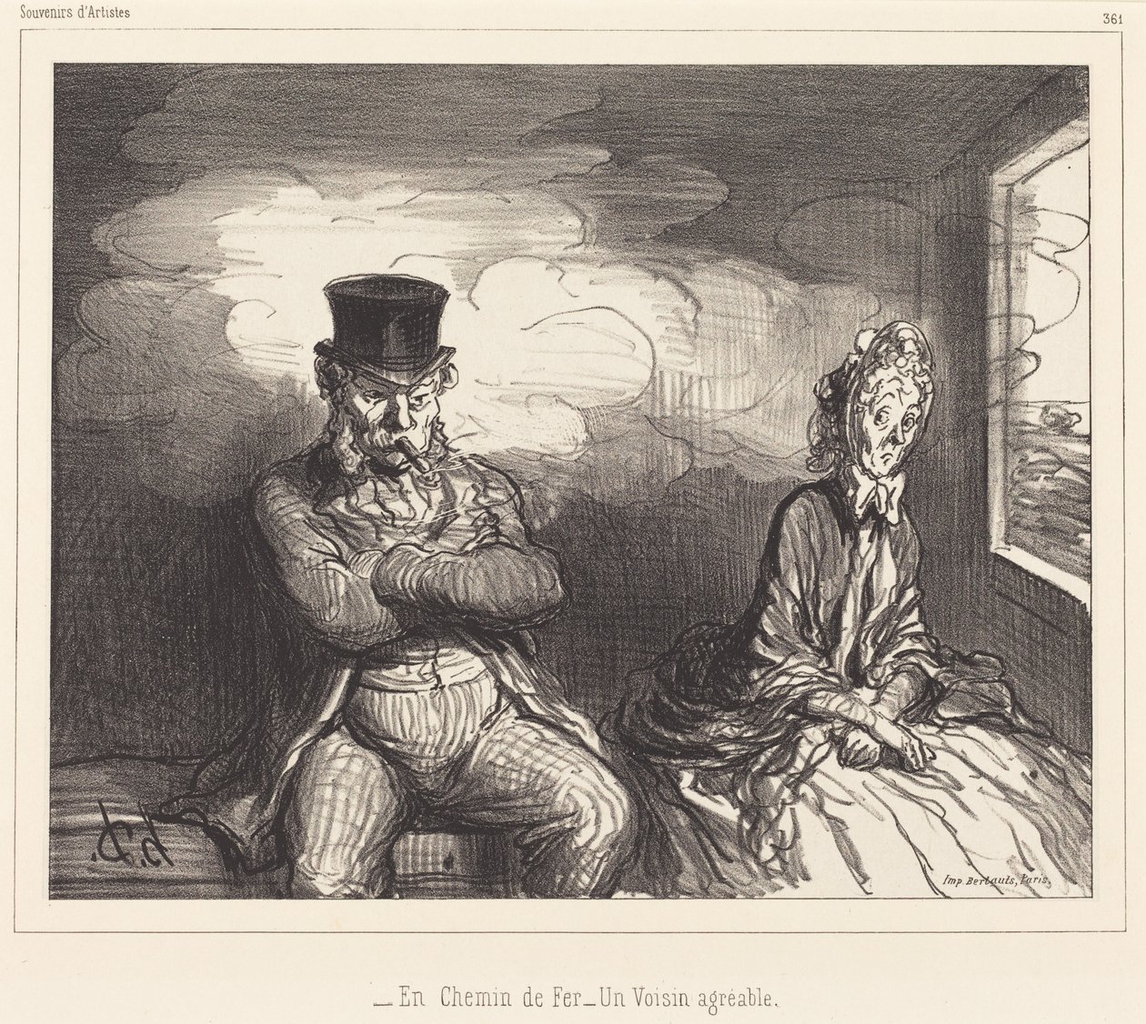 Na železnici... příjemný soused od Honoré Daumier