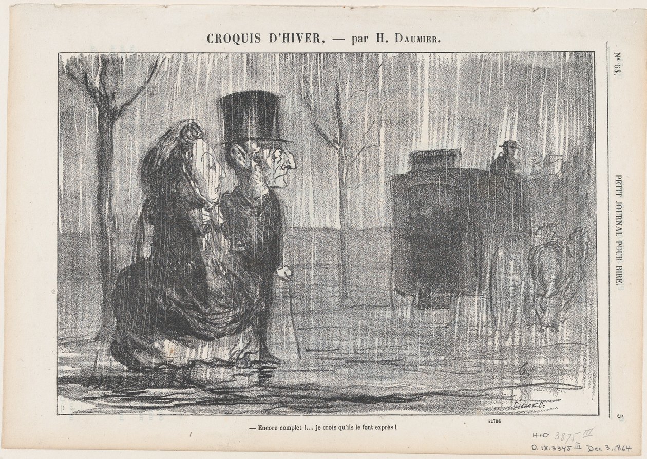 Zase plno... Myslím, že to dělají schválně!, z „Zimních skic“ od Honoré Daumier