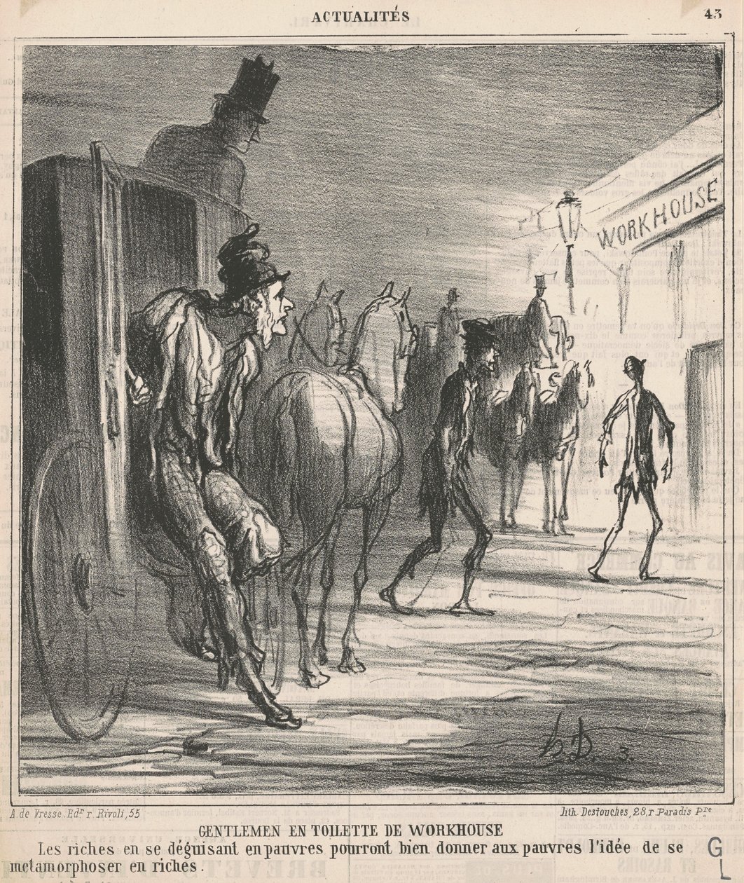 Pánové v oděvu chudobince od Honoré Daumier