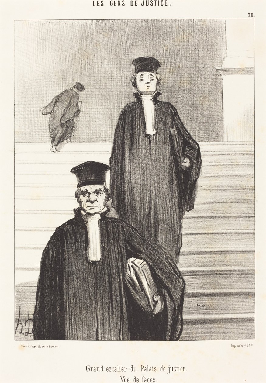 Velké schodiště Justičního paláce. Pohled zepředu od Honoré Daumier
